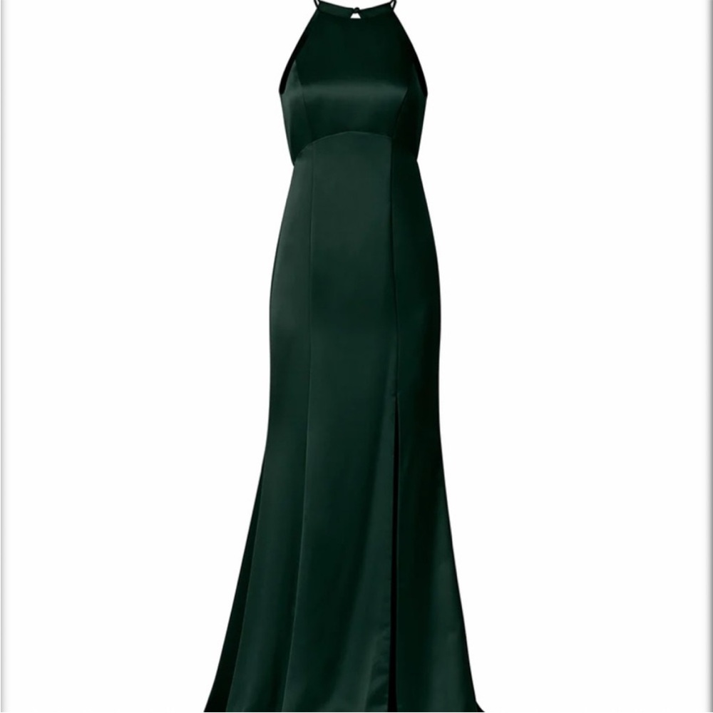 Amsale Dark Green Halter Maxi Dress, gown , New , size 8